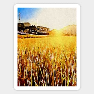 Golden Fields and Train Lines Magnet